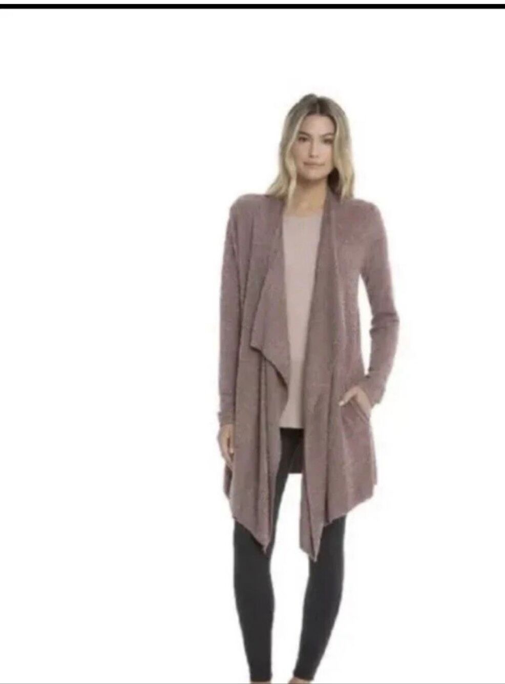 Barefoot Dream Cozychic Lite Island Wrap Open Front Cardigan Size Small Oatmeal